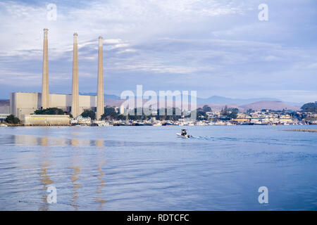 Anzeigen von Morro Bay Harbor bei Sonnenuntergang, Kalifornien Stockfoto