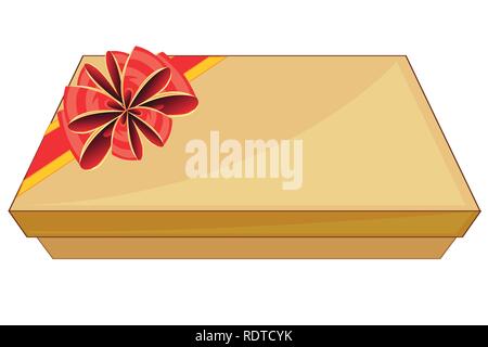 Box mit Geschenk mit roter Schleife dekoriert Stock Vektor