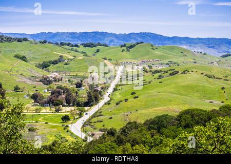 Luftaufnahme von einem ländlichen Gebiet in South San Francisco Bay Area, San Jose, Santa Clara County, Kalifornien Stockfoto