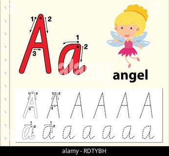 Brief eine Ablaufverfolgung Abbildung alphabet Arbeitsblätter Stock Vektor