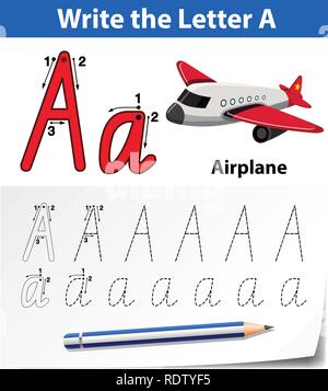 Brief eine Ablaufverfolgung Abbildung alphabet Arbeitsblätter Stock Vektor