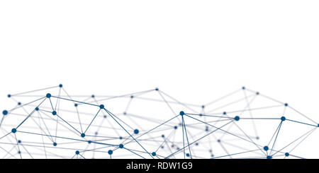 Weiß und Blau Netzwerk Zusammenfassung Hintergrund mit Copyspace Stockfoto