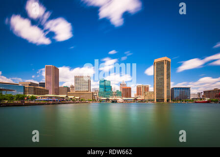 Baltimore, Maryland, USA Skyline am Inneren Hafen in den Tag. Stockfoto