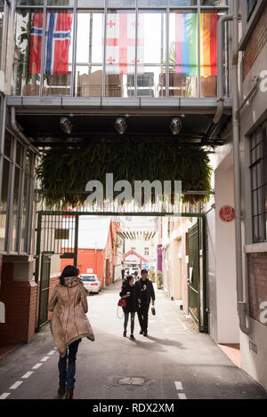 Der Hannah Factory Gasse in Te Aro, Wellington, Neuseeland. Stockfoto