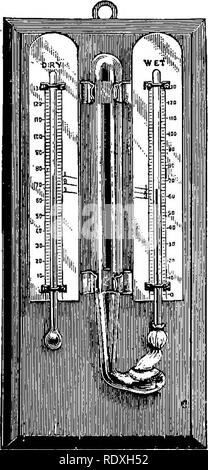. Die Herstellung von Käse, Cheddar, Schweizer, Ziegel, Limburger, Edamer, Cottage, etc.. Käse. Aushärten und Versand der Käse. 97 trocken-Zwiebel lesen, ist die relative Luftfeuchtigkeit, oder Prozent der satura-tion, d. h., die Prozent des Wassers wird die Luft, die in der Lage sind, bei dieser Temperatur. Das Psychrometer ist nicht so handlich wie das Hygrometer, ist aber mehr als zuverlässig angesehen. Abb. 50.- Psychrometer. Die Vereinigten Staaten Wetterdienst hat eine Tabelle mit Thermometer Lesungen mit entsprechenden Luftfeuchtigkeit vorbereitet. Die fol-genden Tabelle wurde für den Einsatz in der Heilung Zimmer durch den späten Professor F. H. König angeordnet.. Bitte beachten Sie, dass diese Stockfoto