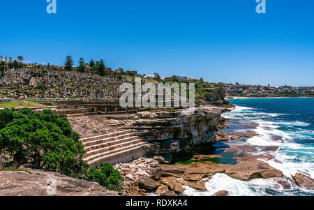 Waverley seaside Friedhof an der Spitze der Klippen am Bronte in Sydney NSW Australien Stockfoto