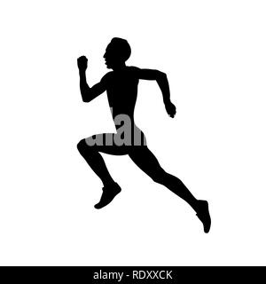 Sprint track männlichen Athleten Runner schwarz Silhouette Stockfoto