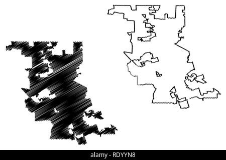 Stockton City (USA Städte, Vereinigte Staaten von Amerika, usa Stadt) Karte Vektor-illustration, kritzeln Skizze Stadt Stockton Karte Stock Vektor