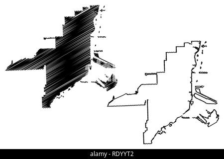 Miami City (USA Städte, Vereinigte Staaten von Amerika, usa Stadt) Karte Vektor-illustration, kritzeln Skizze Stadt Miami Karte Stock Vektor