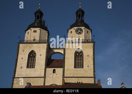 Wittenberg ist eine Stadt mit 50000 Einwohnern eng mit Martin Luther verknüpft und die protestantische Reformation hier Stadt- und Pfarrkirche St. Marien Stockfoto