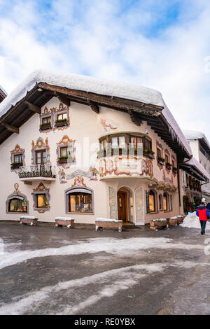 SEEFELD, Österreich - Januar 07, 2019: Seefeld in Tirol ist ein wichtiges touristisches Resort und ein beliebter Platz für Snow Sport, particularl Stockfoto