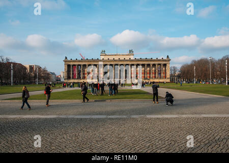 Berlin, Deutschland - Januar 2019: die Fassade der "Alten Museum" (Deutsch für Altes Museum) auf der Museumsinsel in Berlin, Deutschland. Stockfoto