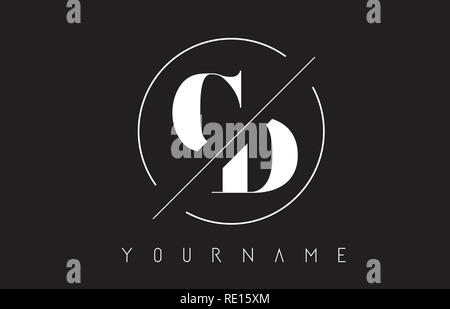 CD Schreiben Logo mit geschnittenen und Schnitt Design und runden Rahmen Vector Illustration Stock Vektor