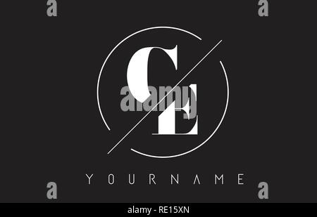 CE-Brief Logo mit geschnittenen und Schnitt Design und runden Rahmen Vector Illustration Stock Vektor