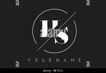 HS Schreiben Logo mit geschnittenen und Schnitt Design und runden Rahmen Vector Illustration Stock Vektor