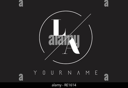 LA Schreiben Logo mit geschnittenen und Schnitt Design und runden Rahmen Vector Illustration Stock Vektor