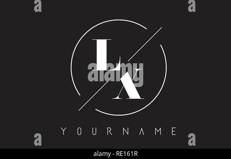 LX Schreiben Logo mit geschnittenen und Schnitt Design und runden Rahmen Vector Illustration Stock Vektor