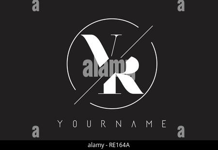 VR Schreiben Logo mit geschnittenen und Schnitt Design und runden Rahmen Vector Illustration Stock Vektor