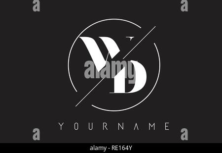 WD Schreiben Logo mit geschnittenen und Schnitt Design und runden Rahmen Vector Illustration Stock Vektor