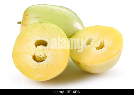 Pepino melone Obst auf weißem Hintergrund Stockfoto