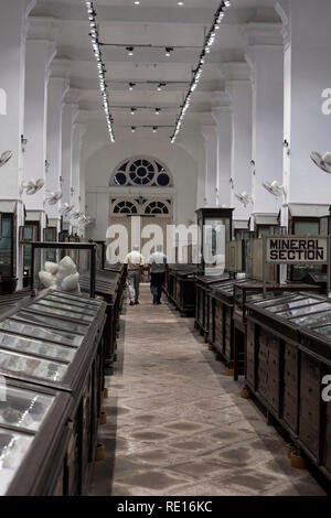 Kolkata/Indien - August 2015: Die mineralienausstellung im Indian Museum in Kolkata. Stockfoto