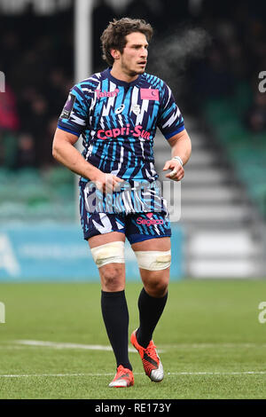 19. Januar 2019, Sixways Stadion, Worcester, England; European Challenge Cup, Worcester vs Stade Francais; Sylvain Nicolas von Stade Francais Paris Credit: Craig Thomas/news Bilder Stockfoto