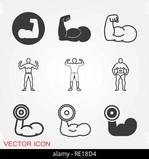 Muskel Symbol logo, Illustration, Vektor Symbol für Design Stock Vektor