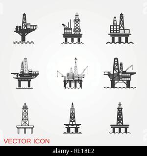 Öl Plattform iconfuel Produktion logo, Illustration, Vektor Symbol für Design Stock Vektor