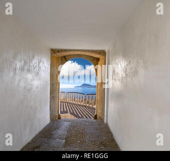 Altea Foto Illustration arch und Strand in Alicante in Spanien Stockfoto