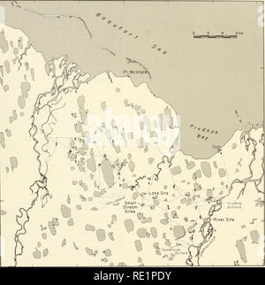 . Ökologische Untersuchungen der Tundra biome in der Prudhoe Bay, Alaska. Tundra Ökologie. 65 0 Z4 6 km T 70°30' 70°25 70° 20 70° I5'I 49°00' E 48°40 Ksoao Abb. 3. Wasser sampling Sites.. Bitte beachten Sie, dass diese Bilder sind von der gescannten Seite Bilder, die digital für die Lesbarkeit verbessert haben mögen - Färbung und Aussehen dieser Abbildungen können nicht perfekt dem Original ähneln. extrahiert. Braun, Jerry, 1936 -. [Fairbanks: Universität von Alaska] Stockfoto