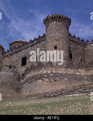 VISTA - CASTILLO Y RECINTO AMURALLADO - CONSTRUIDO POR EL MARQUES DE VILLENA - S XV - ARQUITECTURA MILITAR. Lage: CASTILLO. BELMONTE. Stockfoto