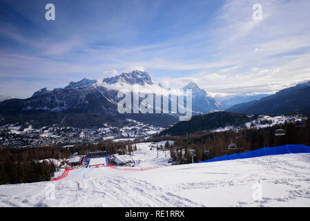 Cortina d'Ampezzo, Italien. Jan, 2019 19. Ziel der Audi FIS Alpine Ski World Cup Frauen Downhill am 19. Januar 2019 in Cortina d'Ampezzo Italien. Credit: Rok Rakun/Pacific Press/Alamy leben Nachrichten Stockfoto