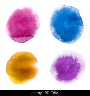 Aquarell malen Flecken Hintergründe gesetzt. Vector Illustration EPS 10. Stock Vektor