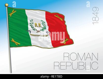 Römische Republik, historische Flagge, 1849, Italien Stock Vektor