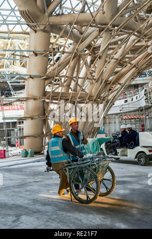 Peking/China - 10. Oktober 2018: die Baustelle des neuen Pekinger Daxing International Airport, am 30. September 2019 offen zu sein. Stockfoto