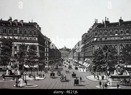 Straße, die in die Oper, historischen Kupfer-platte Ätzen, um von 1890, Neal's, Paris, Frankreich, Europa Stockfoto