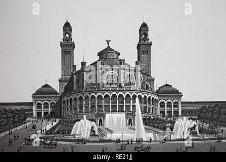 Palais du Trocadéro, vor dem Gebäude des Palais de Chaillot, historischen Kupfer-platte Ätzen, um von 1890, Neal's Stockfoto