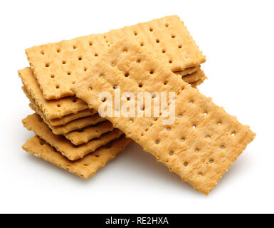 Kekse, Kräcker auf weißem Hintergrund Stockfoto