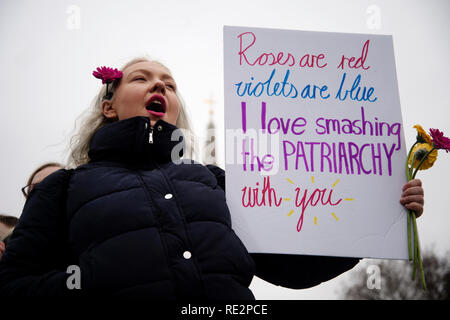 London, Großbritannien. 19. Januar 2019. Die Londoner Frauen März, Teil eines weltweiten Protest gegen Gewalt gegen Frauen und die Auswirkungen der Sparpolitik Credit: Jenny Matthews/Alamy leben Nachrichten Stockfoto