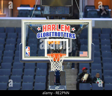 Memphis, TN, USA. Jan, 2019 18. Der Harlem Globetrotters backboard während der Ausstellung Spiel gegen die Washington Generäle bei der Fed Ex Forum in Memphis, TN. Kevin Langley/Sport Süd Media/CSM/Alamy Live News Credit: Cal Sport Media/Alamy leben Nachrichten Stockfoto