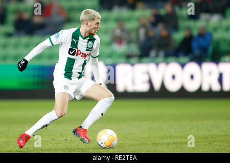 GRONINGEN, 08-07-2019 Fußball, niederländischen Eredivisie Saison 2018 - 2019, Stadion Grolsch Veste. Groningen player Django Warmerdam während des Spiels FC Groningen - Herakles Stockfoto