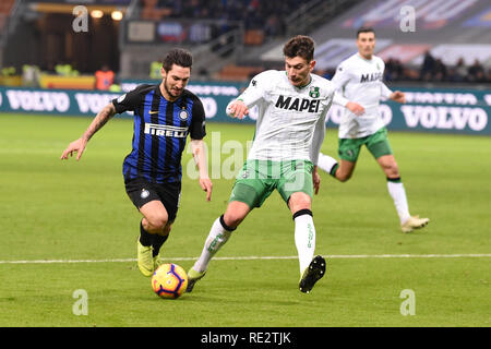 Foto Claudio Grassi/LaPresse 19 Maggio 2005 2019 Milano (MI) Italia sport calcio Inter vs Sassuolo - Campionato di calcio Serie A TIM 2018/2019 - Stadio Giuseppe Meazza. Nella Foto: Il rigore reclamato dall'Inter Foto Claudio Grassi/LaPresse Januar 19, 2019 Mailand (MI) Italien Sport Fussball FC Internazionale Mailand vs US Sassuolo - Italienische Fußball-Liga Serie A TIM 2018/2019 - Giuseppe Meazza Stadion. In der Pic: unter Strafe wollte Stockfoto