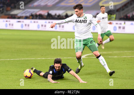 Foto Claudio Grassi/LaPresse 19 Maggio 2005 2019 Milano (MI) Italia sport calcio Inter vs Sassuolo - Campionato di calcio Serie A TIM 2018/2019 - Stadio Giuseppe Meazza. Nella Foto: Il rigore reclamato dall'Inter Foto Claudio Grassi/LaPresse Januar 19, 2019 Mailand (MI) Italien Sport Fussball FC Internazionale Mailand vs US Sassuolo - Italienische Fußball-Liga Serie A TIM 2018/2019 - Giuseppe Meazza Stadion. In der Pic: unter Strafe wollte Stockfoto