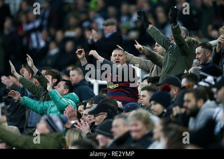 Newcastle, UK. 19. Jan 2019. Newcastle Fans singen' aus unserem Club" Club Inhaber Mike Ashley erhalten. Premier League match, Newcastle United v Cardiff City im St. James' Park in Newcastle upon Tyne, am Samstag, den 19. Januar 2019. Dieses Bild dürfen nur für redaktionelle Zwecke verwendet werden. Nur die redaktionelle Nutzung, eine Lizenz für die gewerbliche Nutzung erforderlich. Keine Verwendung in Wetten, Spiele oder einer einzelnen Verein/Liga/player Publikationen. pic von Chris Stading/Andrew Orchard sport Fotografie/Alamy leben Nachrichten Stockfoto