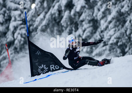 Rogla, Slowenien. 19. Jan 2019. Selina Jörg Deutschland konkurriert während der FIS Snowboard Damen Parallel Riesenslalom Weltcup Rennen in Rogla, Slowenien am 19. Januar 2019. Foto: Jure Makovec Credit: Jure Makovec/Alamy leben Nachrichten Stockfoto