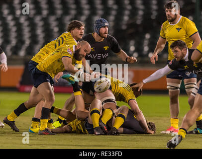 Während der Ausstellung Spiel zwischen den Glendale Raptors und das Houston SaberCats im Sternbild Feld, Sugar Land, Texas. Vollzeit Glendale Raptors beat Houston SaberCats 36-21. © Maria Lysaker - Cal Sports Media Stockfoto