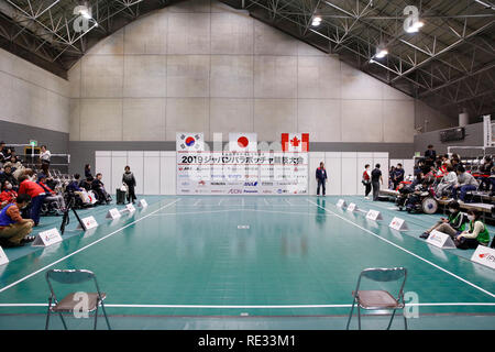 Tokio, Japan. Jan, 2019 20. Allgemeine Ansicht Boccia: 2019 Japan Para Boccia Meisterschaften Team BC4 in Shinjuku Cosmic Sports Center in Tokio, Japan. Credit: Naoki Morita/LBA SPORT/Alamy leben Nachrichten Stockfoto