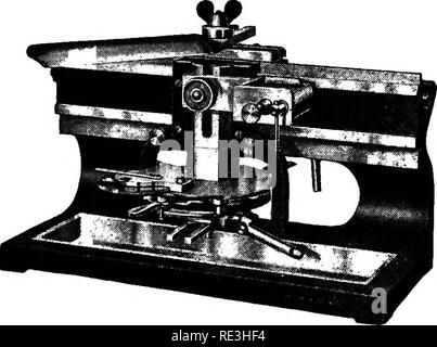 . Pathogene Mikroorganismen. Ein text-Buch der Mikrobiologie für Ärzte und Studenten der Medizin. (Auf Williams' Bakteriologie). Bakteriologie; pathogenen Bakterien. Das Mikroskop und mikroskopischen Methoden 57 (c) Der xylol mit absoluten Alkohol gewaschen und dann mit 70 Prozent Alkohol und destilliertem Wasser. {D) Der Abschnitt ist voller Flecken. (E) entwässern in absoluten Alkohol. (/") Klar in Xylol. (G) montieren in Balsam. Abschnitt schneiden. Schneiden geschieht am besten mit einem Instrument ein mikrotom genannt. Das Gewebe kann in Collodium oder Paraffin eingebettet werden; oder wenn Sie hardene worden Stockfoto