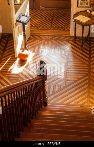 Dekorative, Geländer und Treppe, Landmark Inn, Bed and Breakfast, Cooperstown, New York Stockfoto