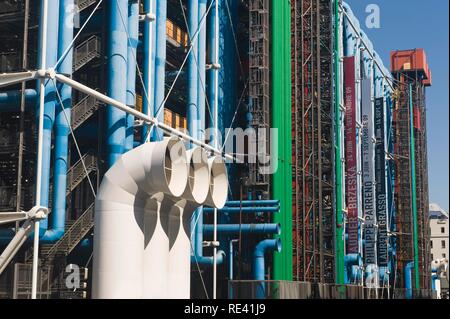 Centre Pompidou oder Centre Georges Pompidou, auch als Beaubourg, Paris, Frankreich, Europa bekannt Stockfoto